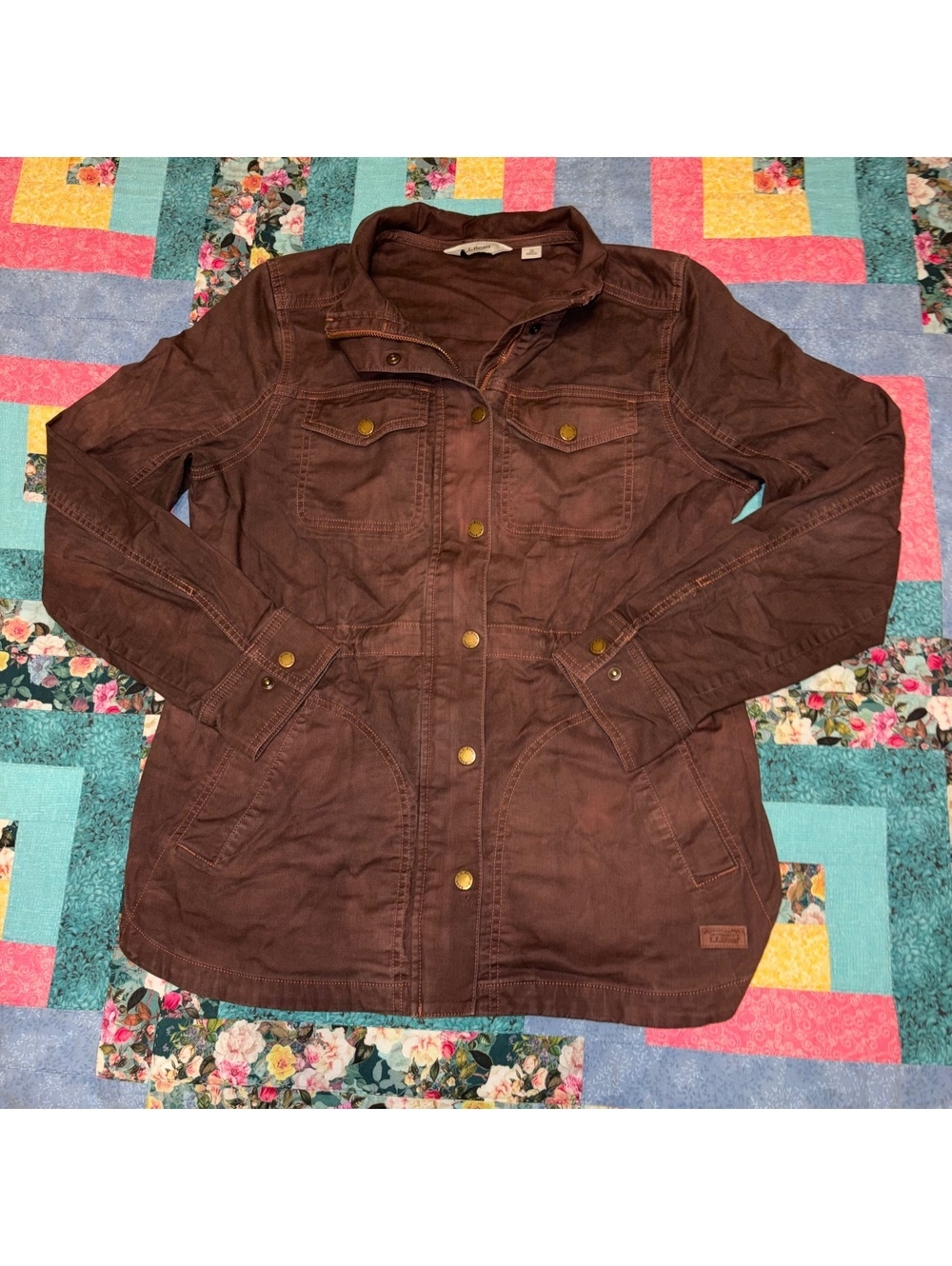 L.L.Bean $110 “Faded Brownwood” Women's M Brown Utility Jacket Size Med Outdoor